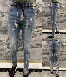 Дизайнерские дизайнерские джинсы дизайнерские джинсы Слимлег джинсы винтажные моды моды Мужские модные мотоциклевые байкеры причинно -мужские брюки хип -хоп размер 7441527