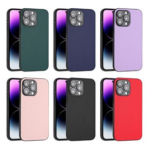 PU Leather Phone Face for iPhone 15 Pro Max 14 13 12 11 X XS XR 8 7 Plus Fashion Luxury Business TPU Back Provess Phone Cover Pink Black Red Blue Skin