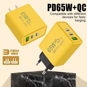 65W Charger Dual Type-C+ Dual USB Multi-Port Mobile Phone Charger Adapter Charging Head