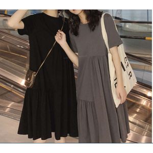 Loose Short Sleeve Skirt Irregular Mid length Fashion Mother Maternity Summer Dress L2405