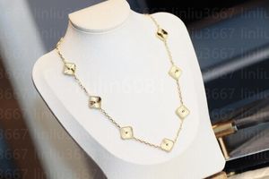 10 blommor designers halsband för kvinnor topp v-guld 18k med klöver hänge halsband toppkvalitet guld klassisk designer kedja bröllop smycken med låda