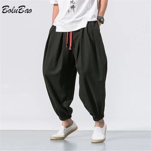Bolubao Spring Mens Loose harem pants Chinese linen overweight sports pants high-quality casual brand oversized mens pants 240515