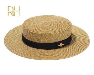 Ladi Sun Baater Flat Hats маленькие пчелиные блестки соломенная ретро -золото золото плетение