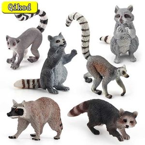 Novelty Games Mini Realistic Forest Animal Figure Raccoon Ring Tailed Lemur Model Ornament Pvc Action Figure Education Toys Childs Gifts Y240521