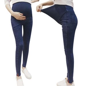 Odzież w ciąży Spring Kowboja Kowbojowe spodnie macierzyńskie ołówek wspierający dżinsy na dżinsowe ubrania L2405