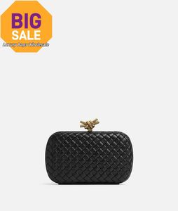 Luxury Womens Bag Knot BotegaVeneta Minaudiere clutch meticulously Crafted from soft padded Intreccio leather with signature knot detail Black