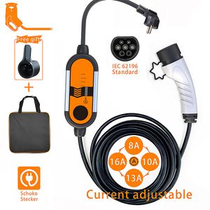 Шнур Type2 IEC62196 Schuko Plug Electric Car Зарядная станция 16A Type1 J1772 Зарядное кабель EV Portable зарядное устройство