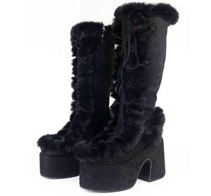 Boots Size 43 Brand Goth Platform High High Heels Short Plush Cosplay Winter Punk Bunk Snowboots Shoes Woman 2208056214767