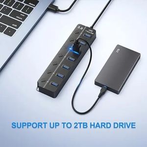 USB Hub Extender ad alta velocità USB 3 0 a 4 7 Porte Splitter con controllo Switch per gli accessori per laptop Xiaomi MacBook Pro PC