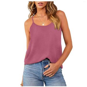 Women's Tanks Solid Color Tank Top For Women 2024 Casual Summer Loose Female Vest Fashion Versatile Basic Sling Tops Camisole Mujer