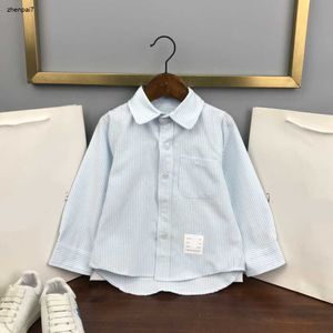 Top designer Baby Shirt Chest pocket decoration Kids lapel top SIZE 100-160 CM Fashion stripe printing Child Blouses Sep15