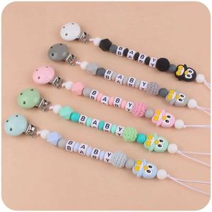 Pacifier Holders Clips# Personalized baby name handcrafted pacifier clip dummy bracket chain silicone pacifier chain baby teeth shower gift d240521