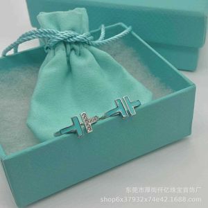 Designer Brand s925 Sterling Silver Double T Ring High Edition Diamond Turquoise Fashion Simple Versatile