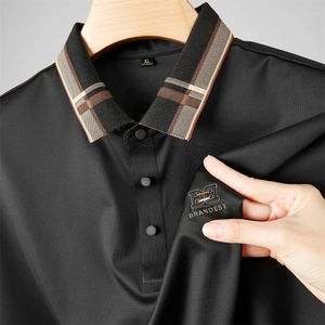 Sciò di seta ghiacciata di alta qualità da uomo Shirt ricamato a manicotto corto T-shirtsummer maschi abiti da uomo più di dimensioni 7xl 240516