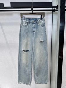 Frauen Jeans Mode bunte Stickereien für Frauen 2024 Top -Qualität lässig High Street Straight Denim Hosen Lady Frühling Sommer