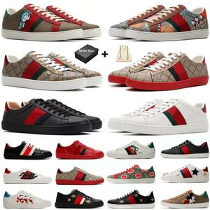 Men Women Sneaker Casual Shoes Top Quality Snake Leather Sneakers Ace Bee Embroidery Stripes Shoe Walking Sports Trainers Size 36-45