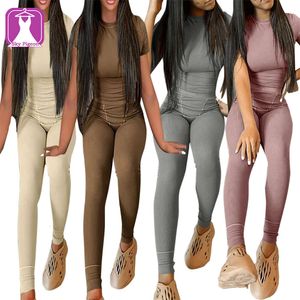2023 Yeni Yaz Kısa Kollu 2 Parça Setleri Yoga Setleri Fiess Fiess İki Parçalı Sıkı Pantolon Seti Kadınlar