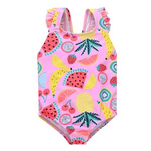 One-Pieces Kavkas Summer Girls Swimsuit 9m to 6-year-old Fruit Flower Printed Hot Swimsuit Childrens One Piece Baby Swimsuit d240521