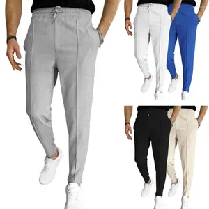 Herrbyxor Elastiska midjesport med dragkonstfickor för affärspendling Slim Fit Soft Breatble Fabric Ankel