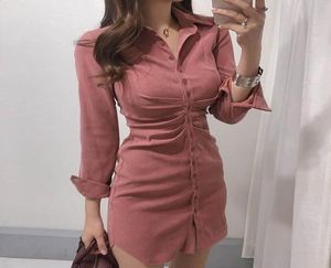 Autumn Women Dresses Winter Sexy BodyCon Long Sleeve Velvet Solid Casual Mini Shirt Dress for Women Women 2010303149190