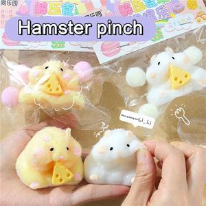 Descompressão brinquedo infantil mini brinquedos fidget kawaii gato pata transparente cubo alívio de tensão squeeze hamster queijo 1pc h240523