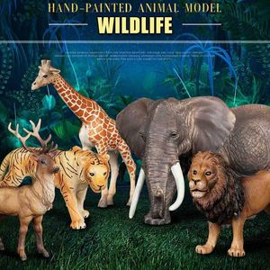 Novelty Games Simulation Wild Animal Elephant Lion Graffe Brown Bear Action Figures Wildlife Sika Deer Hippo Zebra Crocodile Figurines Kid Toy Y240521