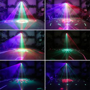 Alien RGB DJ Disco Laser Beam Scanner 16 Laser Mönster Projektor 2 i 1 -scenbelysning Effekt Bar Club Party Dance Wedding Lamp