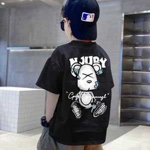 T-shirts 2023 Summer Kids Clothes Streetwear Print Cartoon T Shirt Short Sleeve Tops Tees Boys Girls Clothes 100%Cotton T Shirts Children Y240521