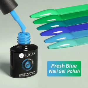 Ур сахар 7 мл голубого блеска гель -лак для ногтей красочный полупостоянный замачивание от ультрафиолетового светодиодного искусства для маникурного дизайна ногтей.