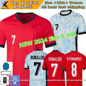 2024 Jersey de futebol de Portugal Ruben B.Fernandes Ronaldo 24 25 Seleção nacional portugieser João Felix Pepe Women Kids Kit Jogador Versão Tamanho S-4xl Camisa de futebol Roupas de camisa de futebol