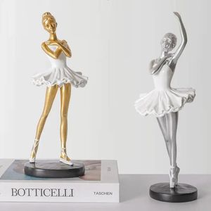 ミニチュアバレエダンサーの置物抽象アートクラフトガール彫像樹脂彫刻モデルホームオフィスの装飾装飾品240521