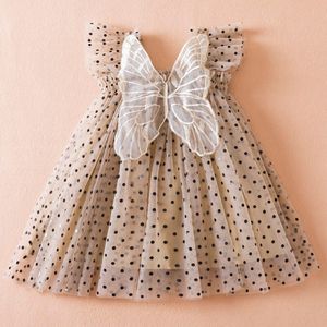 Söta flickor klär ny sommarflicka vestidos polka prickar prinsessan kläd småbarn tutu baby barn födelsedag tyll kostym casual wear