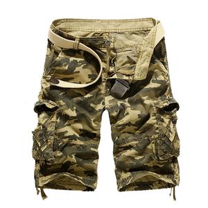 Камуфляж свободные грузовые шорты Мужчины 2024 Летние военные камуфляжные короткие штаны Homme Cargo Shorts US Size 240520