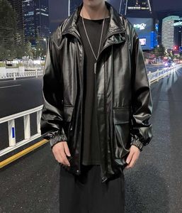 Oversized Faux Leather Jackets Mens Casual Loose Windbreaker Coats mens 2020 Autumn Hip Hop Men039s Jackets4105229