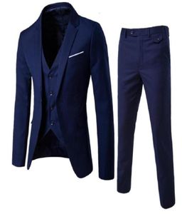 Мужчины подходят для модного бизнеса повседневное костюм Slim Fit Threepiece Groom Groomsman Свадебные костюмы 3 штуки Set Blazer Pant Vest 9 Colors S08128913