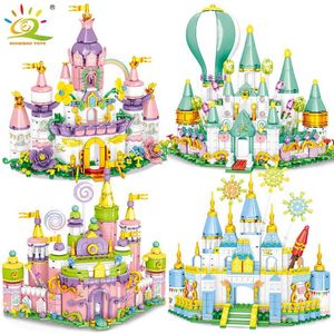 Bloki 4-częściowe/set księżniczki Dream Castle Book Build Block Kartael Queen Friends Series House Children Toys H240521