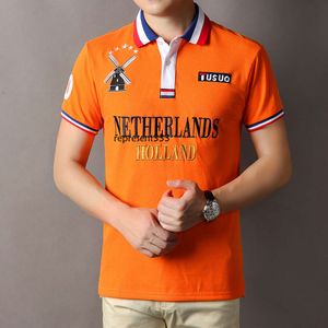 Camisa Polo Men Primavera e verão Nova camisa de pólo para o futebol holandês da Copa do Mundo Catar do Men