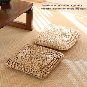Cuscino a mano intrecciato a forma di forma quadrata goccia futon tatami cuscinetto addensare tappetino in stile giapponese per meditazione 30x30 cm 240521