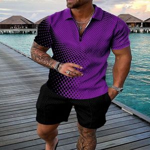 men football training tracksuit soccer suit polos Short sleeve shorts mens polo set jogging printed mens trousers casual high quality Tracksuits