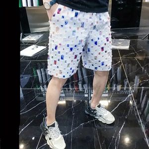 Summer American Retro Irregular Loose Casual Mens Wear Hip Hop Mixed Cotton Hollow Out Decorations Y2K Chic Short Pant 240513