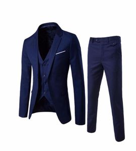 Giacche da uomo pantaloni gilet tuge per matrimoni maschi blazer slim fit si adatta al costume maschio Business Party Blue Classic Black9355452