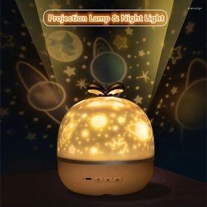 Table Lamps USB Charging Rotate Colorful LED Lamp Starry Sky Projector Night Light With BT Speaker Remote Controller Star Kids Gift