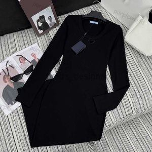 Designer Knit Dress Casual Classic Retro High Stretch Long Sleeve Base Slim Fit Dress