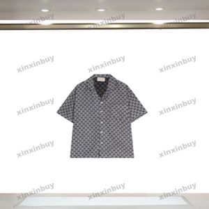 Xinxinbuy Men designer tee t shirt 2024 Italien dubbel bokstav jacquard stickat tyg mönster kort ärm bomull kvinnor grå svart khaki s-2xl