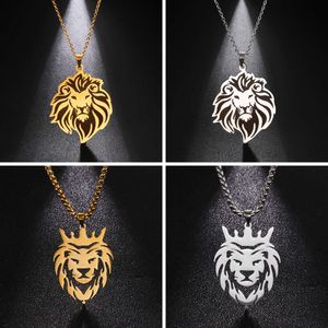 Stal nierdzewna Lion King Naszyjnik dla chłopców zwierząt wisiorek mężczyzn Choker Choker Masowe naszyjniki biżuterii Prezenty