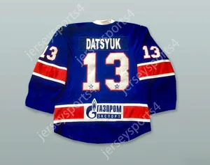 Pavel Datsyuk 13 personalizzato Ska ST.PETERSBURG Blue Hockey Jersey Top cucito S-M-L-XL-XXL-3XL-4XL-5XL-6XL