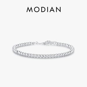 Modian 925 Sterling Gümüş 3mm Boncuklar Ayarlanabilir Bilezikler Modaya Düzenli Mücevherler Kadınlar İçin 240521