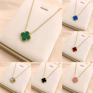 Designer Gold Plated Neckor Flowers Four-Leaf Clover Cleef Fashional Pendant Halsband Bröllopsfest smycken S