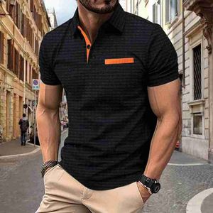 Men's Plus Tees Polos Summer Polo Shirt Button Jacquard Plaid Men's Sports Polo Shirt T Shirts Tops