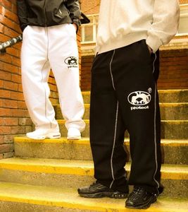 Chroń dreski streetwearu mężczyźni kobiety y2k haft hafdery w lupgy swobodne spodnie Hip Hop Jogging Spods bawełniane sporne spodni 240510